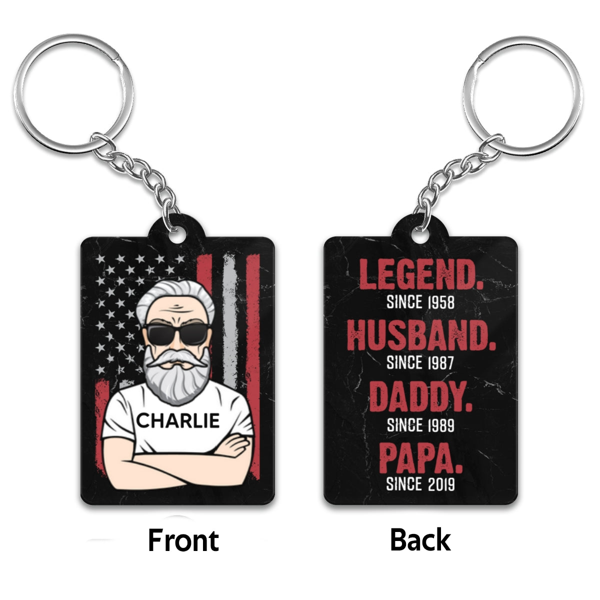 The Legend Grandpa Old Man Flag Personalized Acrylic Keychain