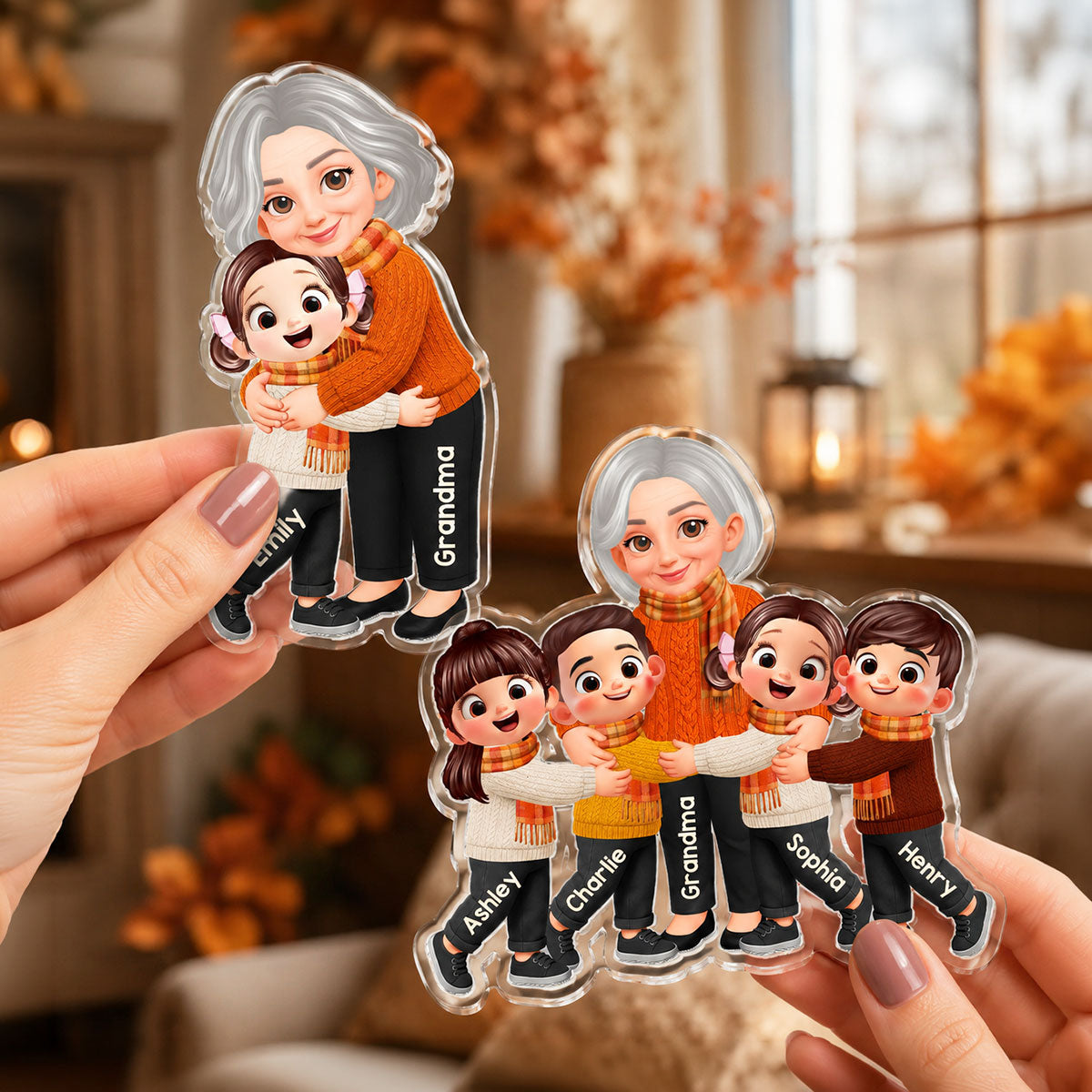 Trending Grandma Grandkids Fall Season - Personalized Acrylic Fridge Magnet - Gift For Wife, Grandmas