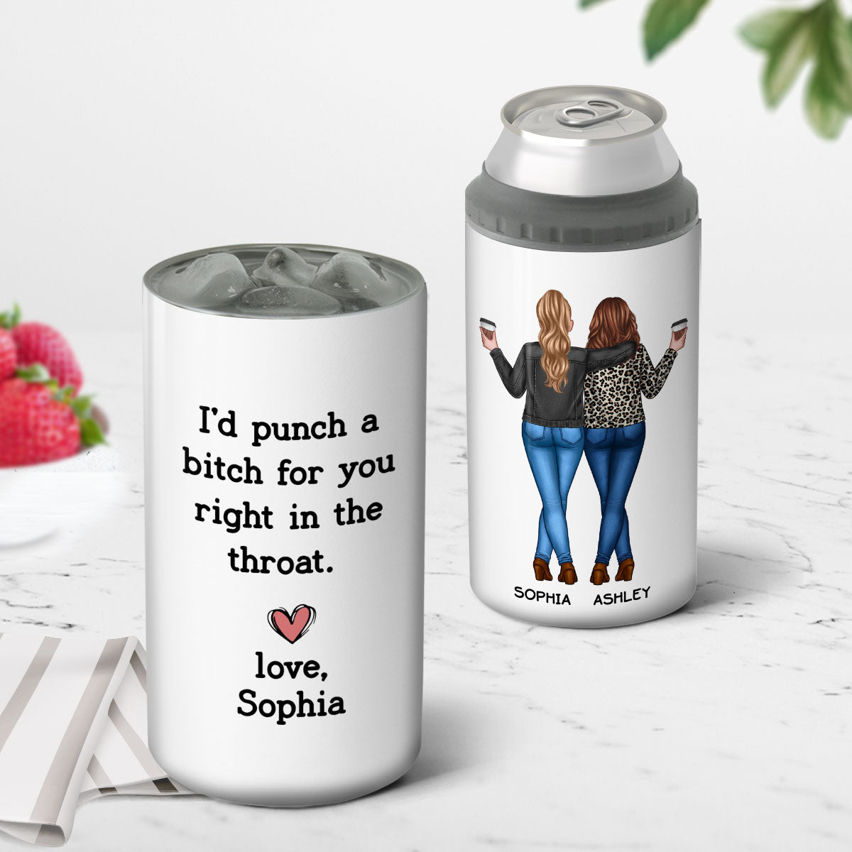 I'd Punch A Bitch For You Gift For Besties Personalized Can Cooler