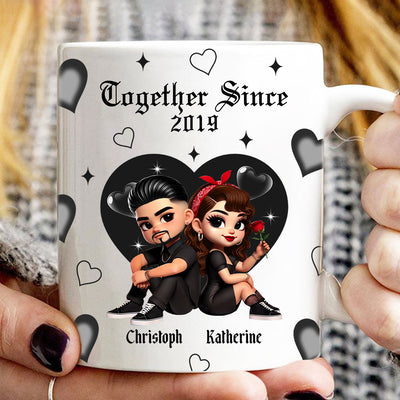Pretty Couple Roses Heart Together Since Personalized AOP Mug,  Gift, Anniversary Gift for Couples