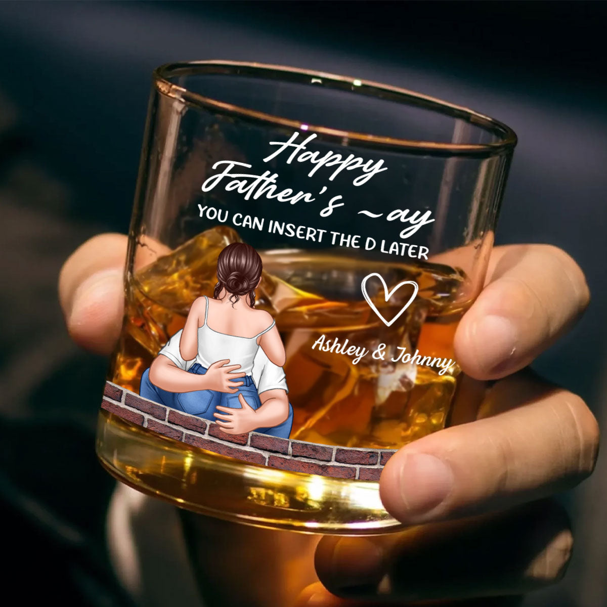 Happy Father's Day You Can Insert the D later Personalized Wine Glass, Funny Father's Day Gift for Husband, Gift for him