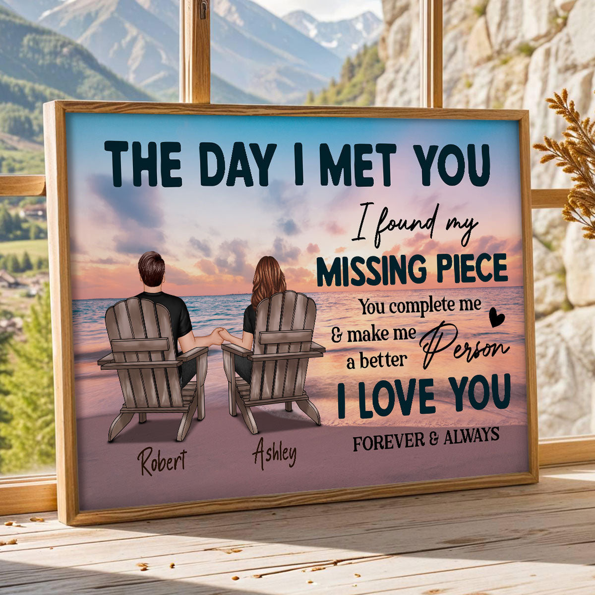 Couple Beach Landscape The Day I Met You Personalized Poster, Gift For Him, For Her