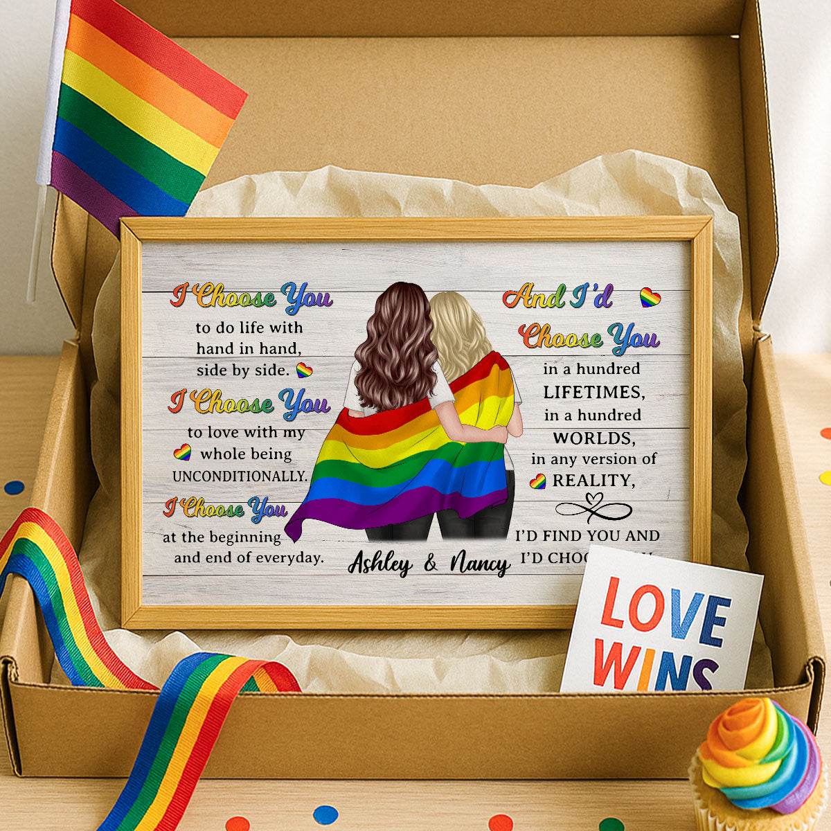 Pride Month LGBTQ+ Couple I Choose You Personalized Poster, Gift For Couple