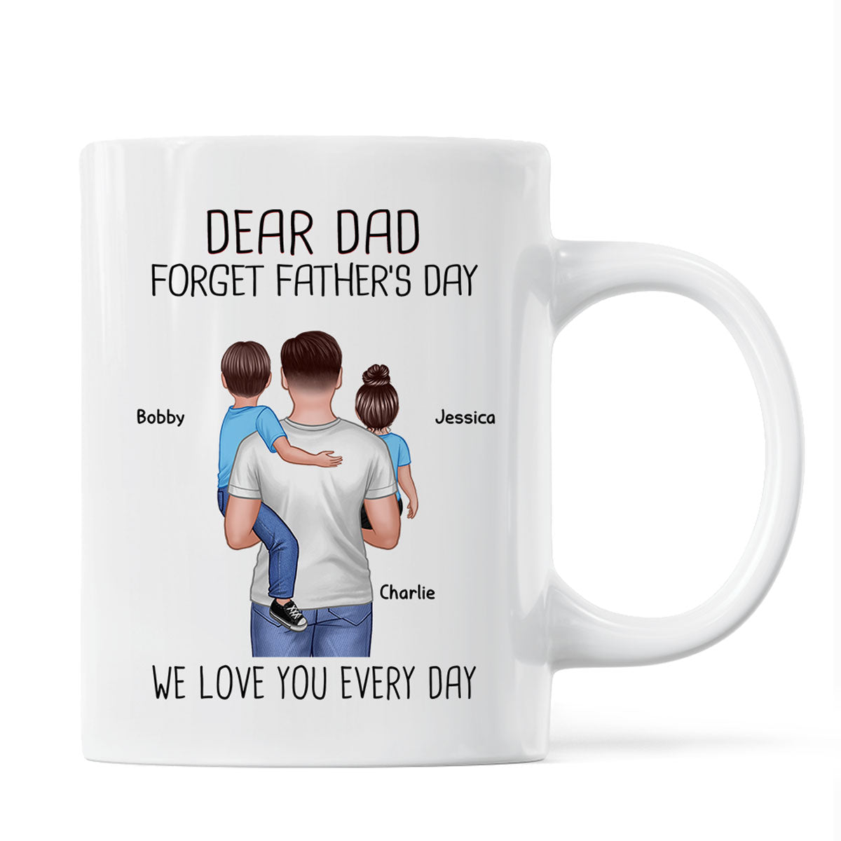 Happy Father‘s Day Dad Holding Kids Personalized Mug