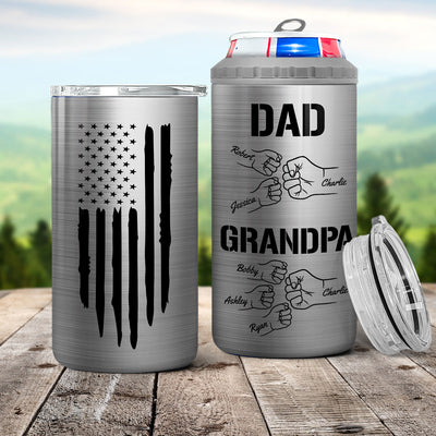 Dad Grandpa Fist Bump Personalized Can Cooler| Coolest Father's Day Gift For Grandpa, Dad
