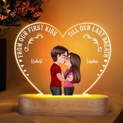 Couple Kissing Valentine‘s Day Gift Anniversary Gift Personalized Heart Acrylic Plaque With LED Night Light