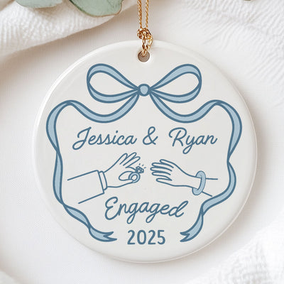 First Christmas Engaged Married Keepsake Personalized Ceramic Ornament