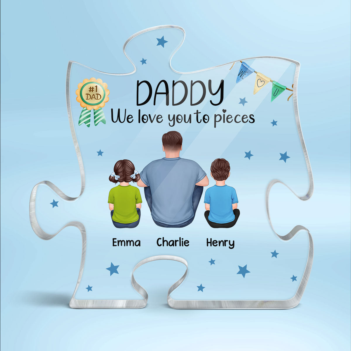 Dad We Love You To Pieces Personalized Puzzle Acrylic Plaque