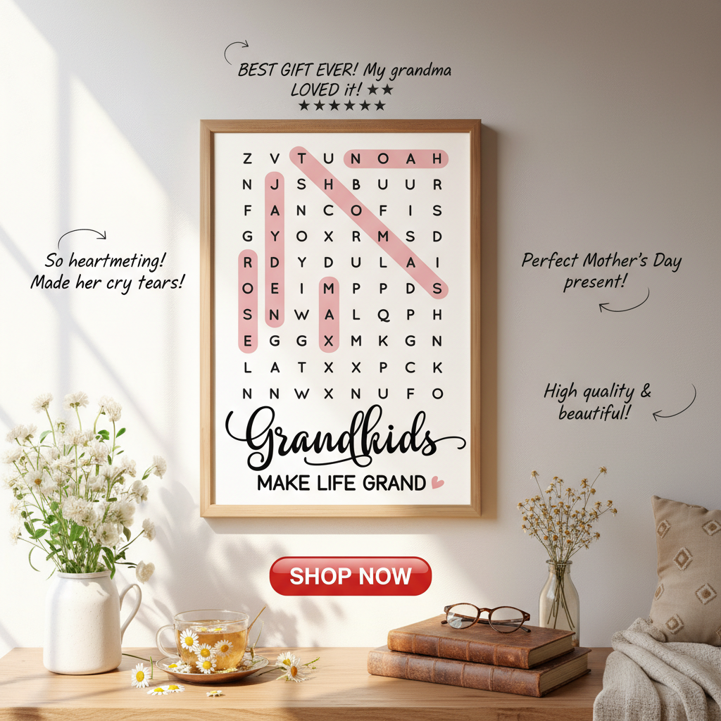 Grandkids Make Life Grand Word Search - Personalized Poster - Mother's Day Gift For Grandma