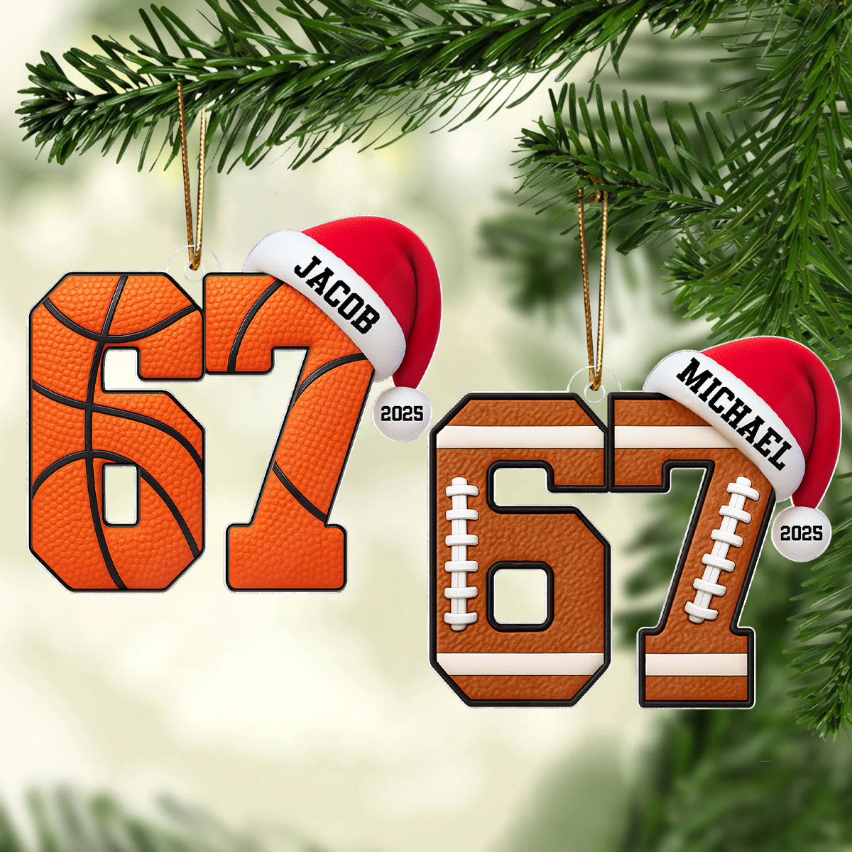 Funny Six Seven 67 Sports - Personalized Acrylic Ornament -  Funny Teenager Christmas Gifts, Teen Slang