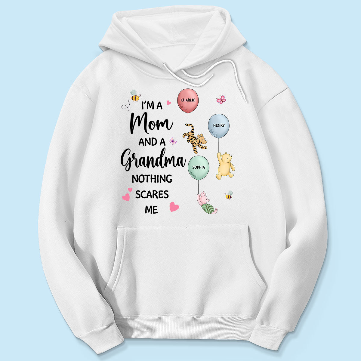 Nothing Scares Me I‘m A Mom And A Grandma Cute Characters Personalized Shirt
