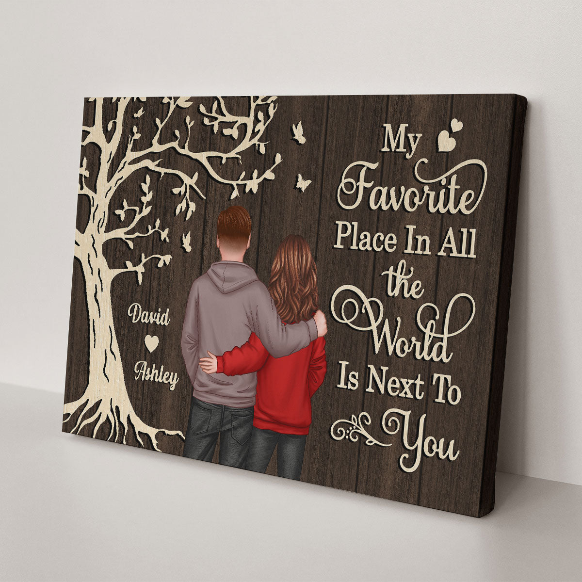 My Favorite Place in All the World Couple Tree - Personalized Canvas - Gift for him, Gift for her