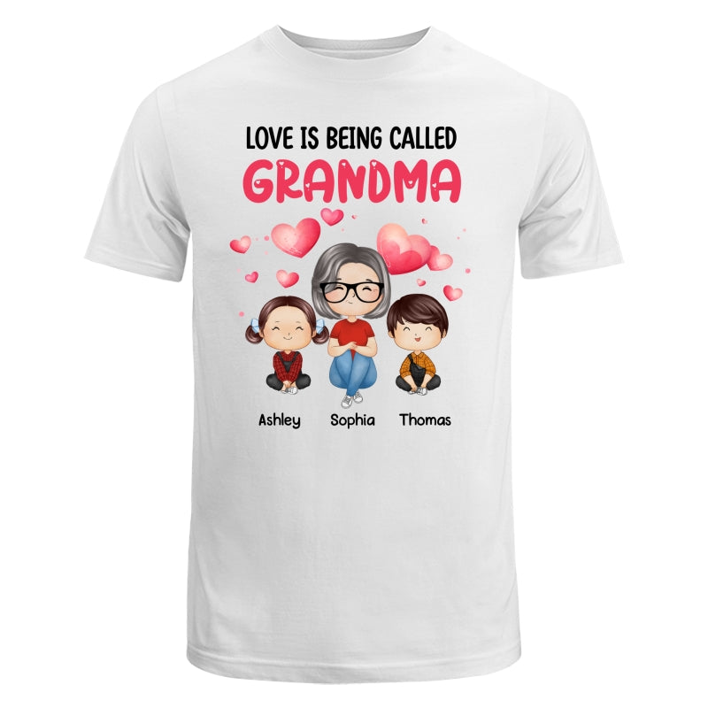 Watercolor Hearts Doll Grandma Grandkids Watercolor Style Personalized Shirt
