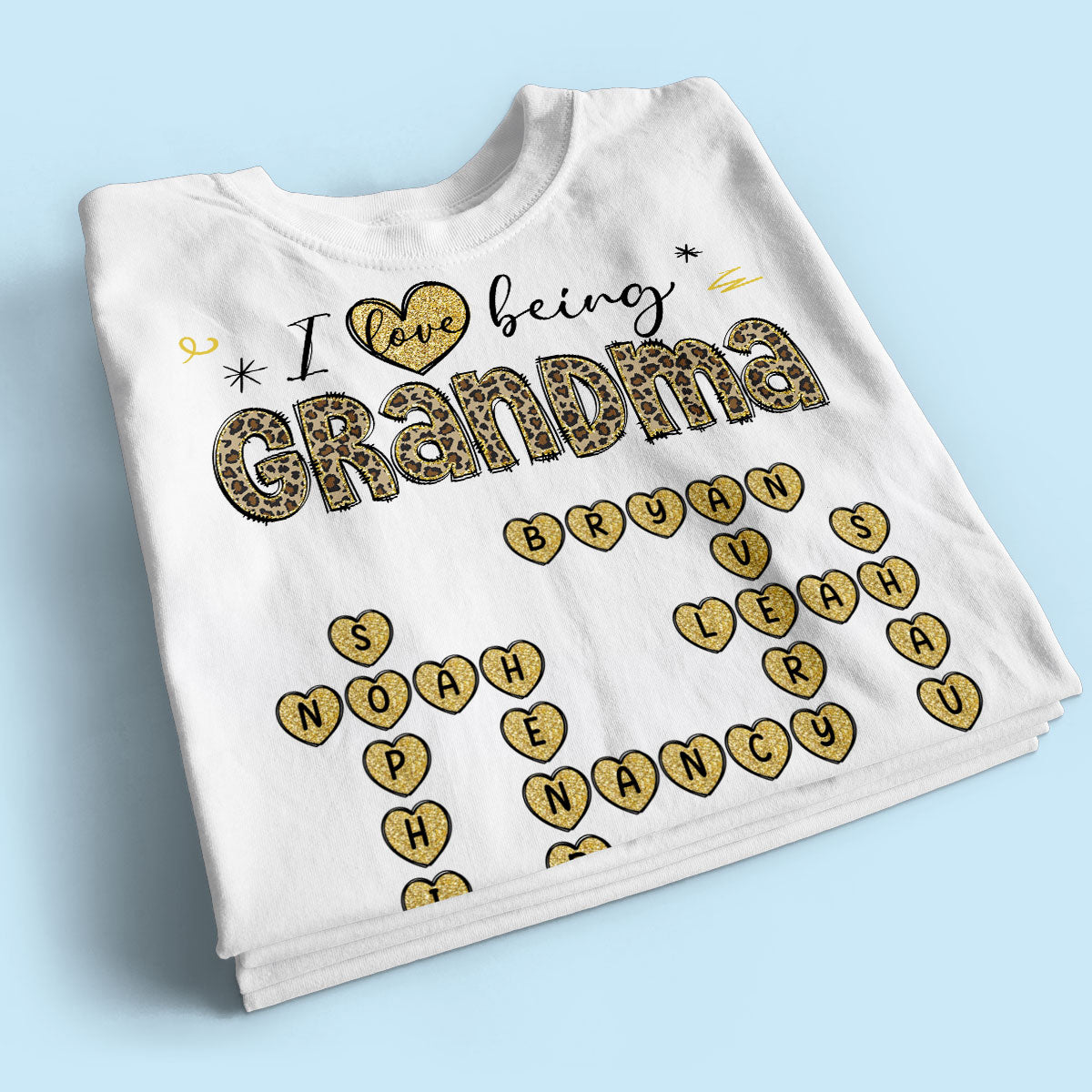 Loving Being A Grandma Leopard Heart Crossword Puzzle Personalized Shirt
