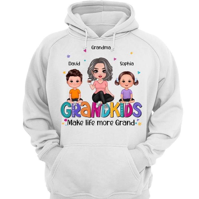 Grandma Grandkids Make Life Grand Sitting On Word Personalized Shirt