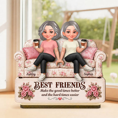 Besties Forever Best Memories Together - Personalized 2-Layered Wooden Plaque - Birthday Gift, Gift For Best Friends