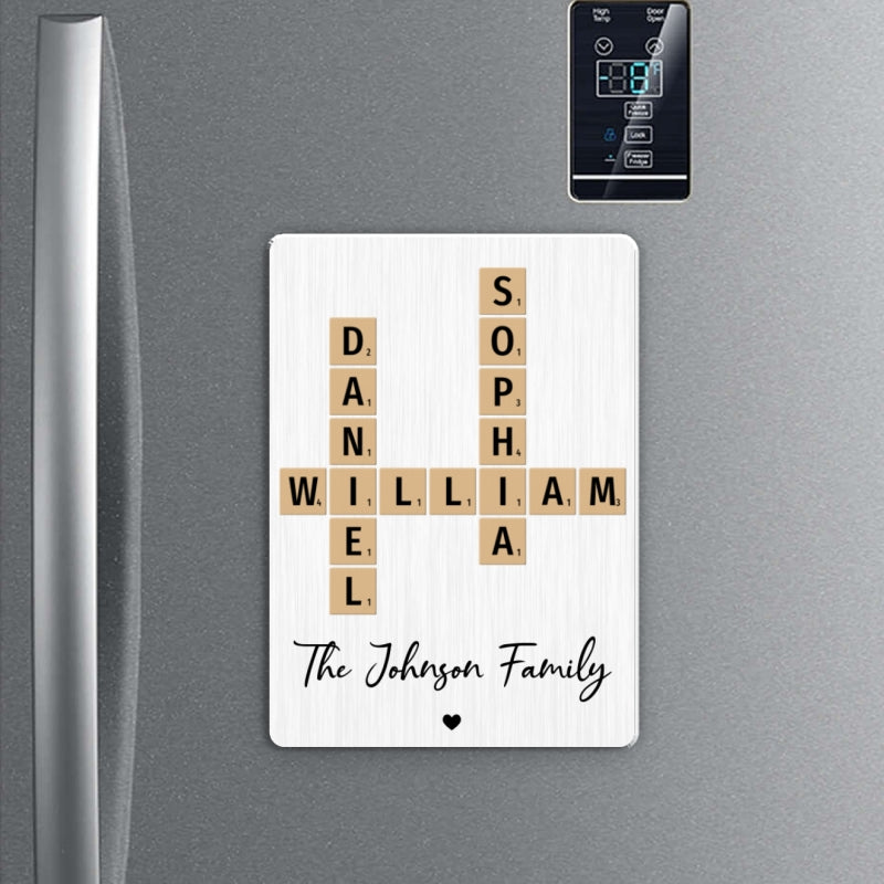 Family Crossword Art - Created In A Moment, Treasured Forever Personalized Acrylic Fridge Magnet