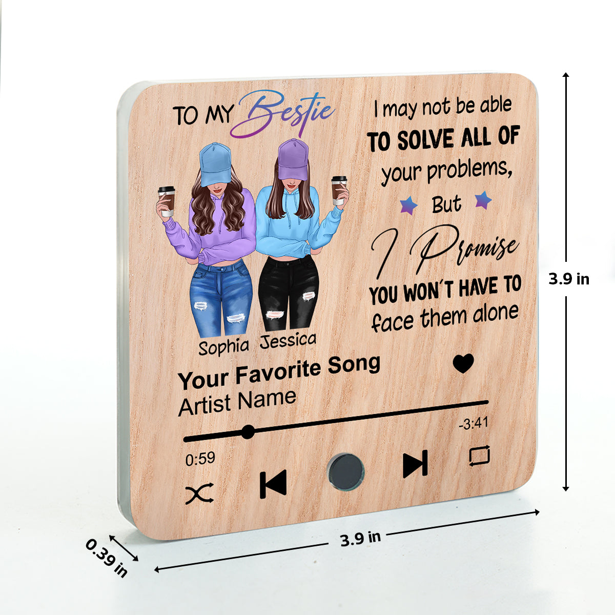 To My Bestie Personalized Personalized Music Fridge Magnet, Heartfelt Gift For Best Friends, BFF