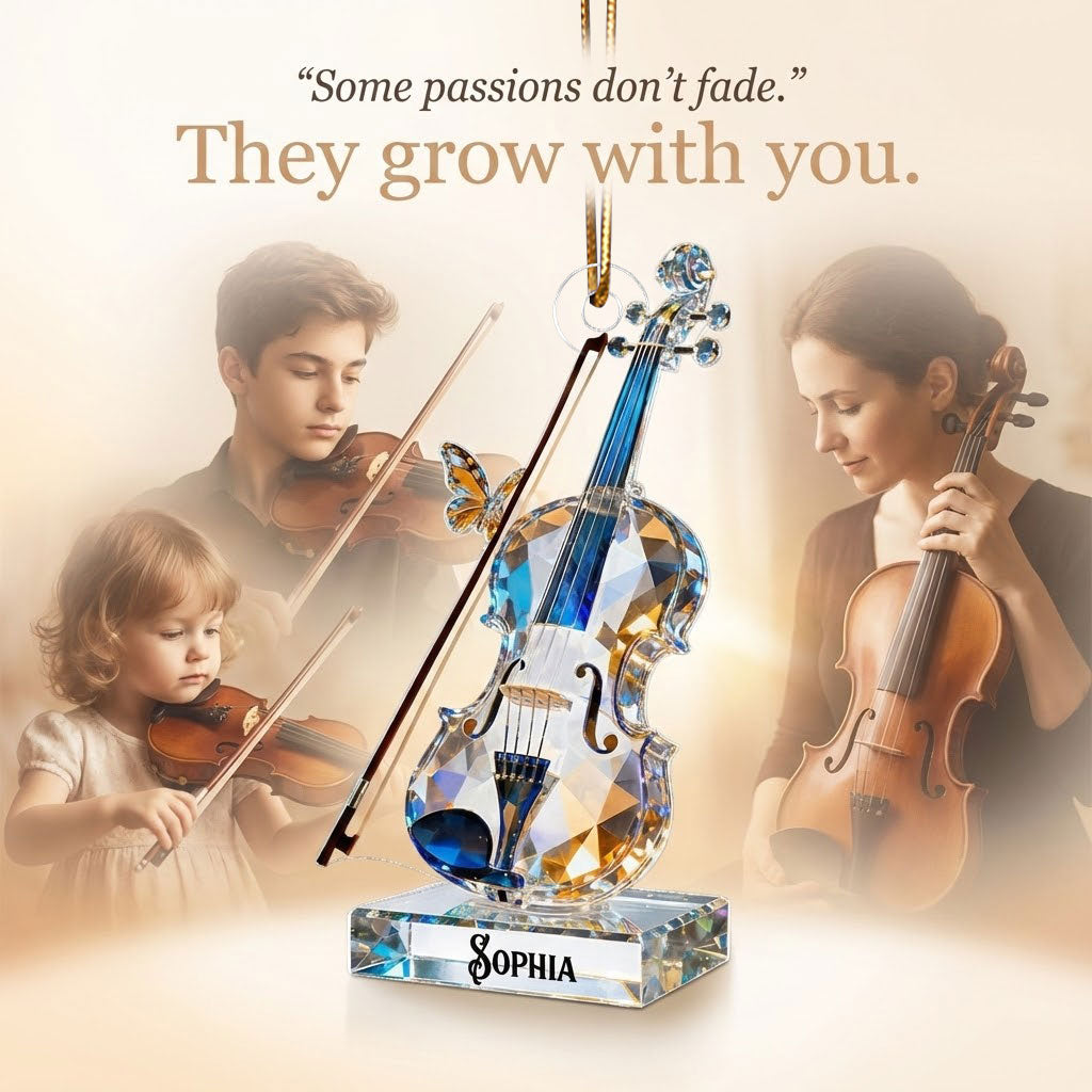 Violin Music Crystal Effect - Personalized Acrylic Ornament - Unique Christmas Gift For Violinist