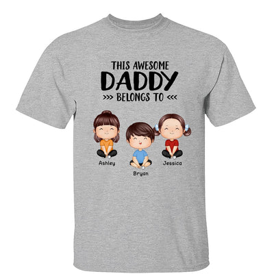 This Awesome Daddy Mommy Grandpa Grandma Belongs To Doll Kids Watercolor Styles Sitting Personalized Shirt