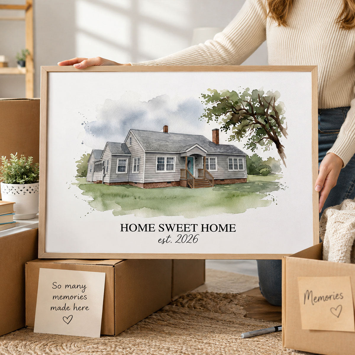 Home Sweet Home Custom Portrait - Personalized Poster - Housewarming Gift, Our First Home Sign