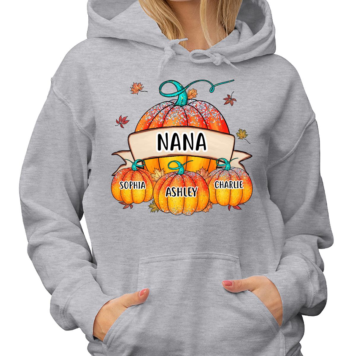 Colorful Pumpkins Grandma Mom Kids Fall Season Personalized Shirt