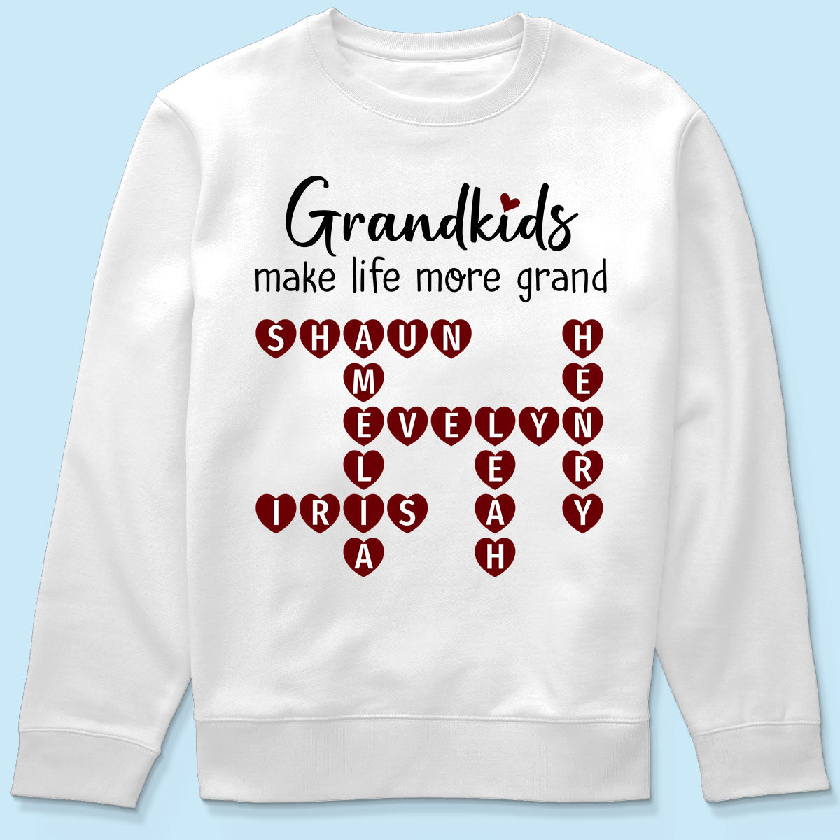 Grandkids Make Life Grand Heart Crossword Puzzle Personalized Shirt