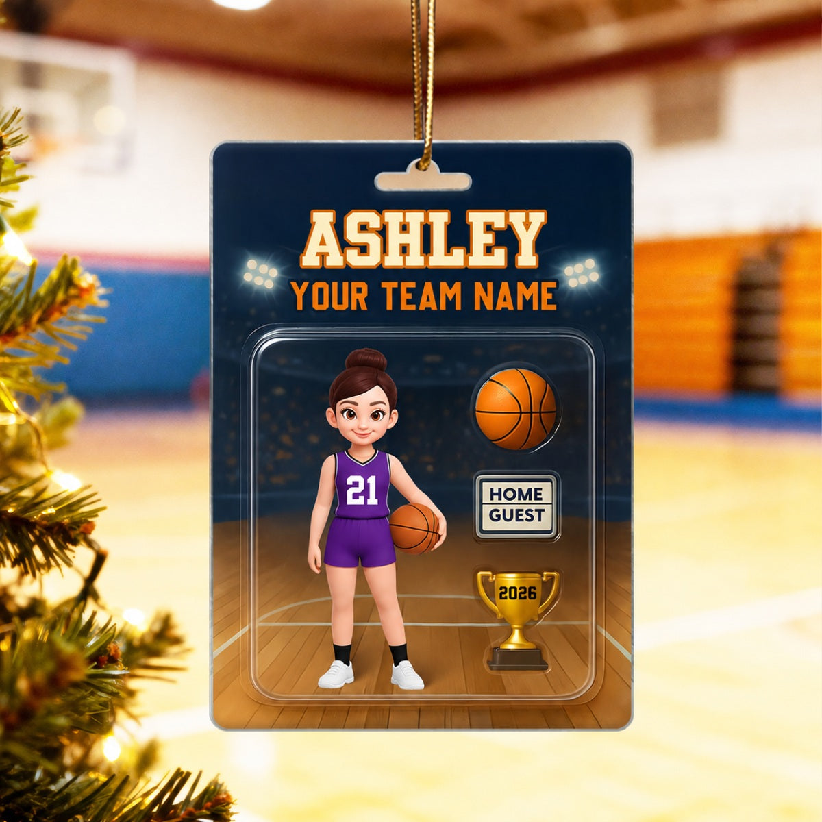 Basketball Player Custom Figure 3D Effect - Personalized Acrylic Ornament - Christmas Gift for Son, Daughter, Grandkids