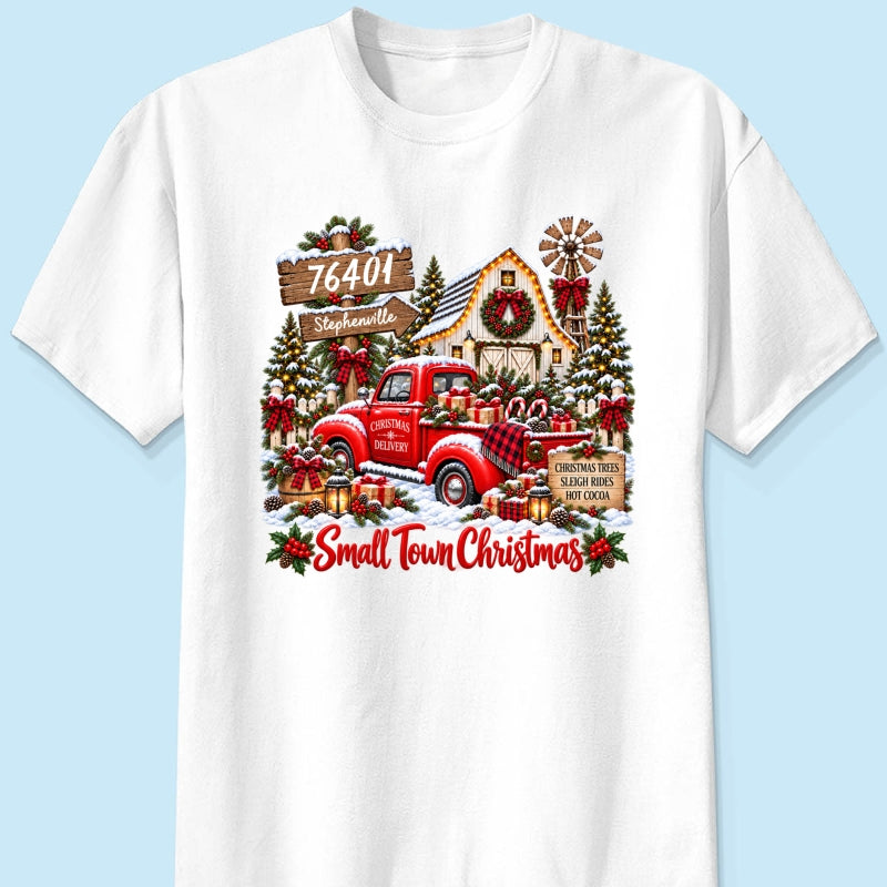 Custom Zip Code Small Town Christmas - Personalized Shirt - Trendy Christmas Holiday Tee, Town Pride