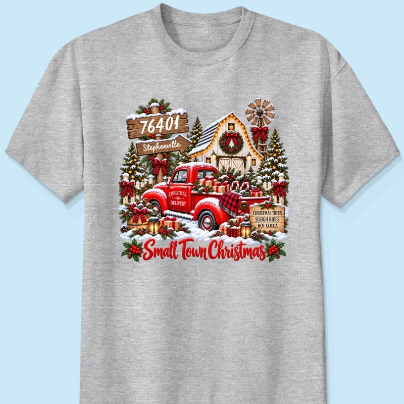 Custom Zip Code Small Town Christmas - Personalized Shirt - Trendy Christmas Holiday Tee, Town Pride