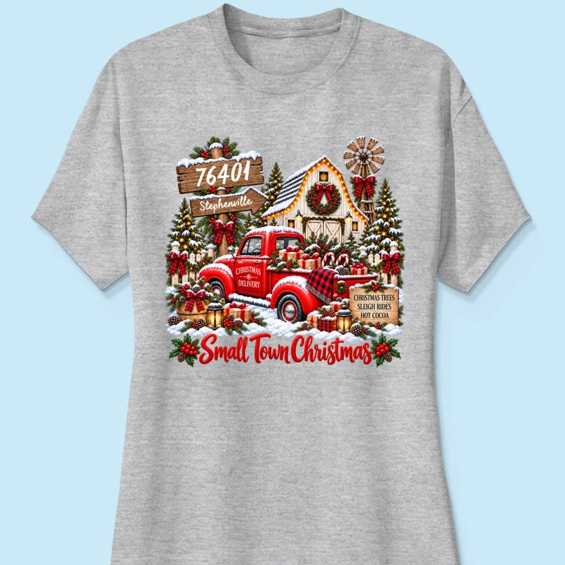 Custom Zip Code Small Town Christmas - Personalized Shirt - Trendy Christmas Holiday Tee, Town Pride
