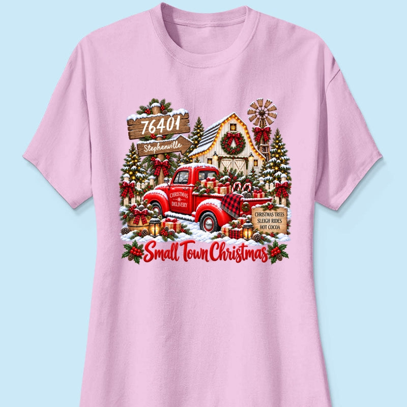 Custom Zip Code Small Town Christmas - Personalized Shirt - Trendy Christmas Holiday Tee, Town Pride