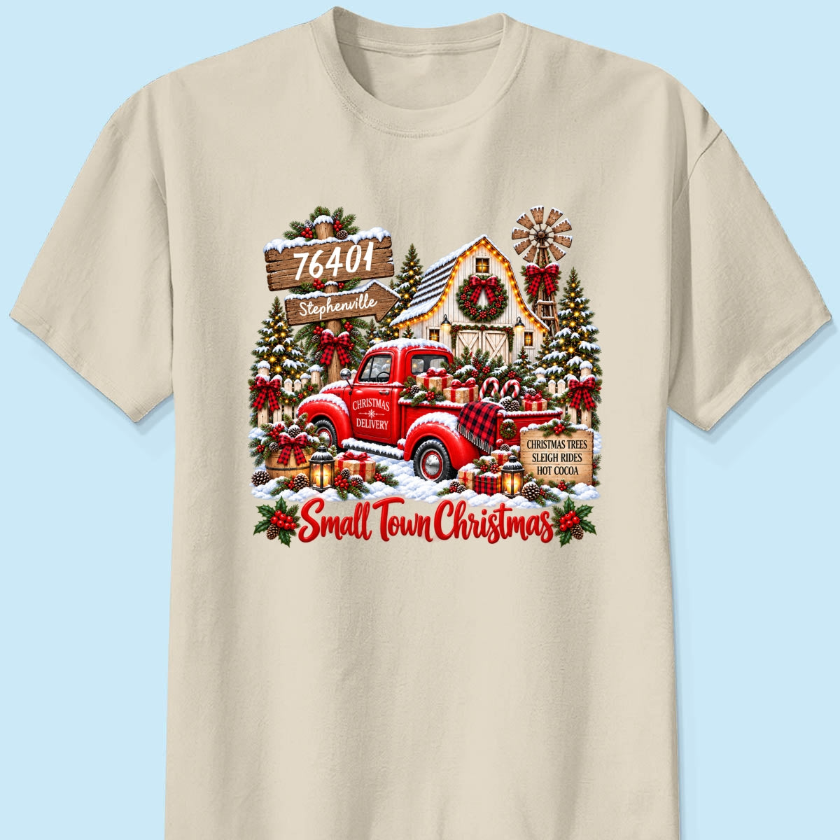 Custom Zip Code Small Town Christmas - Personalized Shirt - Trendy Christmas Holiday Tee, Town Pride