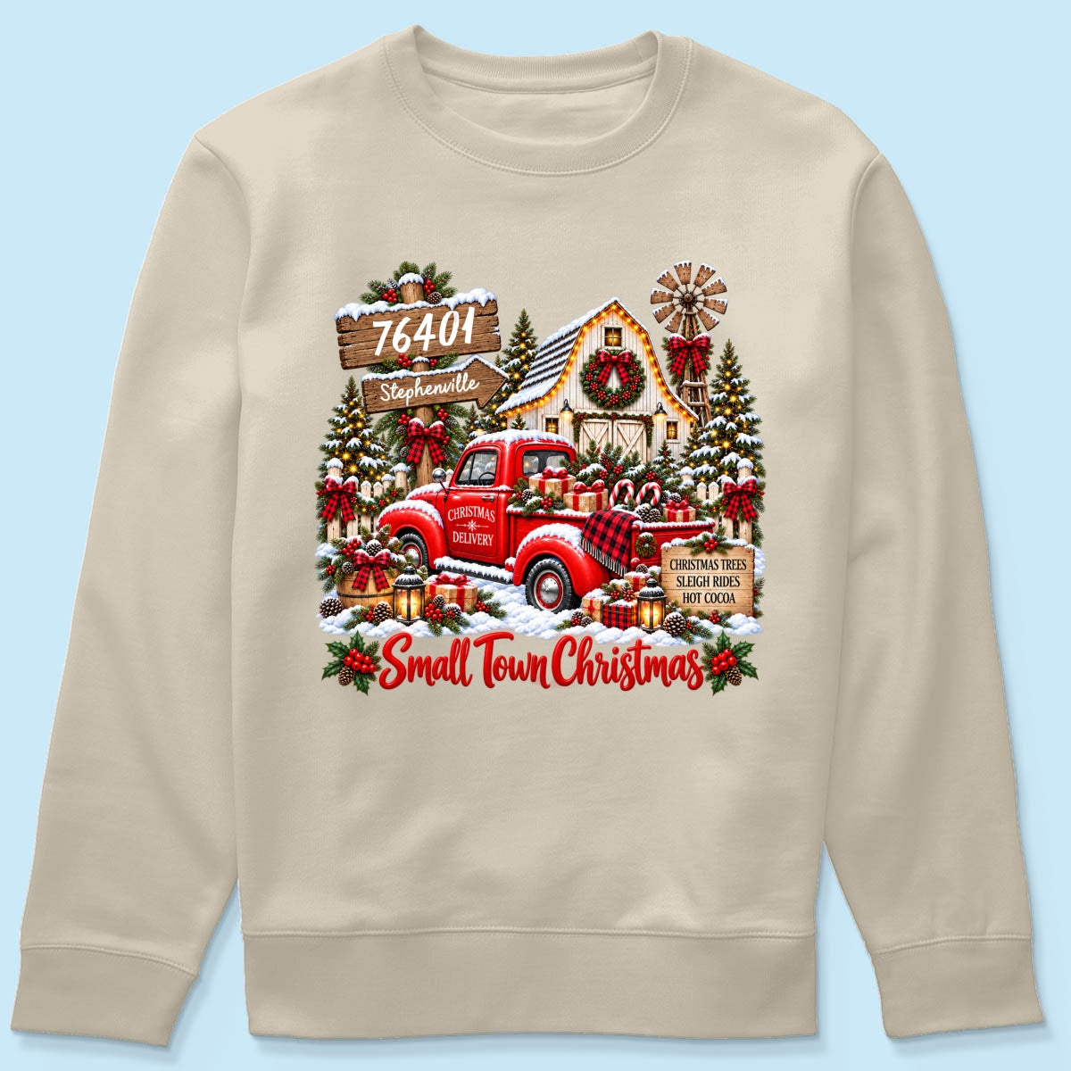 Custom Zip Code Small Town Christmas - Personalized Shirt - Trendy Christmas Holiday Tee, Town Pride