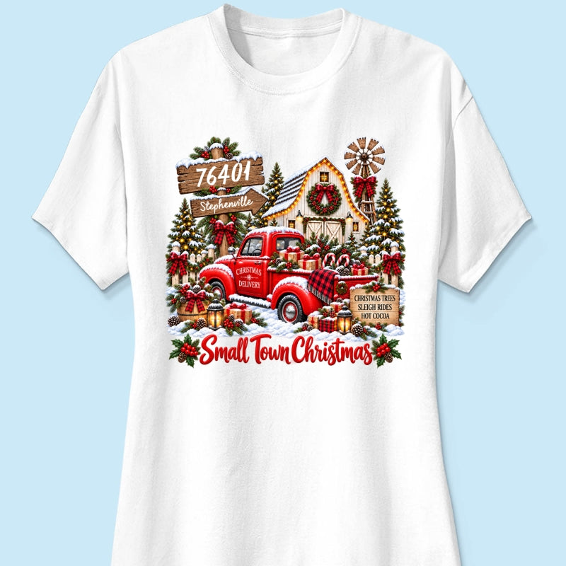 Custom Zip Code Small Town Christmas - Personalized Shirt - Trendy Christmas Holiday Tee, Town Pride