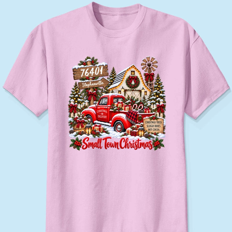 Custom Zip Code Small Town Christmas - Personalized Shirt - Trendy Christmas Holiday Tee, Town Pride