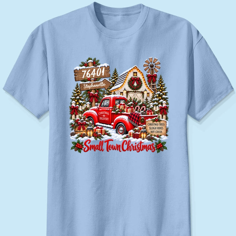 Custom Zip Code Small Town Christmas - Personalized Shirt - Trendy Christmas Holiday Tee, Town Pride