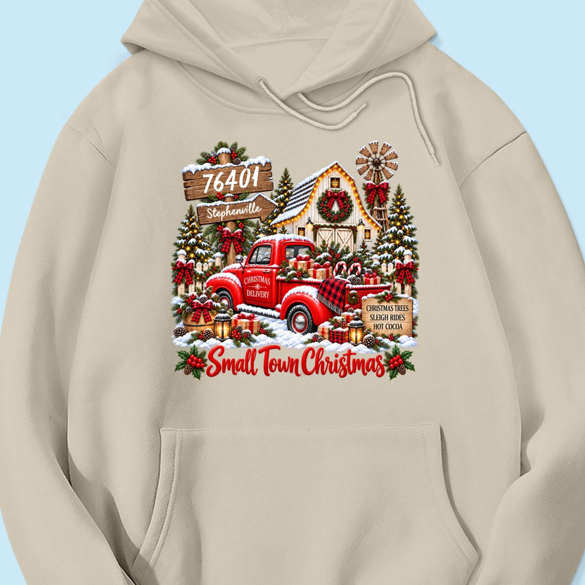 Custom Zip Code Small Town Christmas - Personalized Shirt - Trendy Christmas Holiday Tee, Town Pride