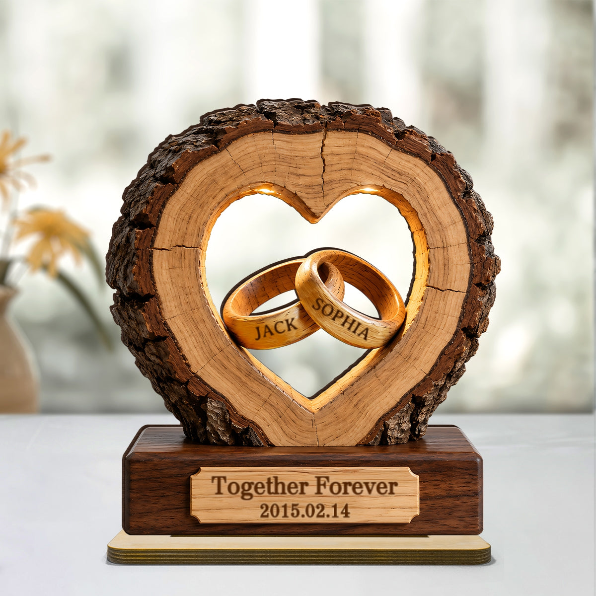 Together Forever Couple Anniversary - Personalized 2-Layered Wooden Plaque - Heartfelt Gift for Her, for Him