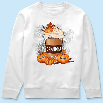Grandma Mom Pumpkin Spice Latte Personalized Shirt