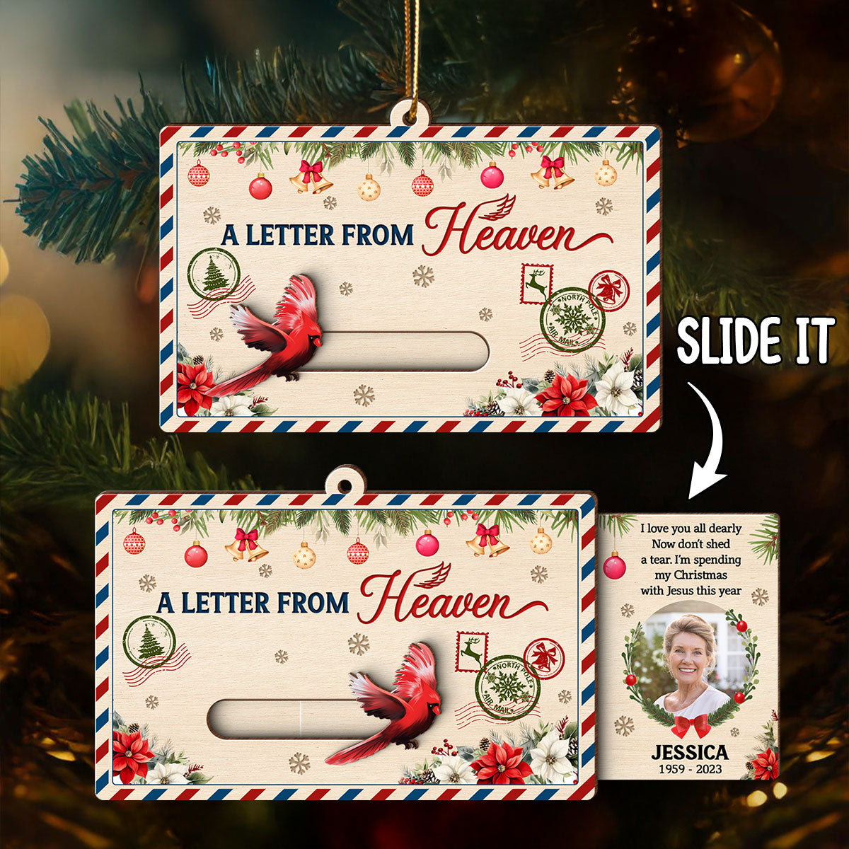 A Letter From Heaven Custom Photo - Personalized Slider Ornament - Meaningful Sympathy Gift Remembrance Keepsake