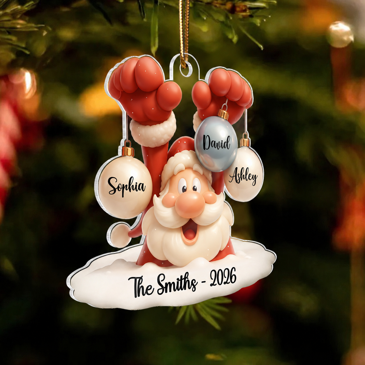 Family Name Christmas Santa Personalized Ornament, Gift for Family, Acrylic Ornament
