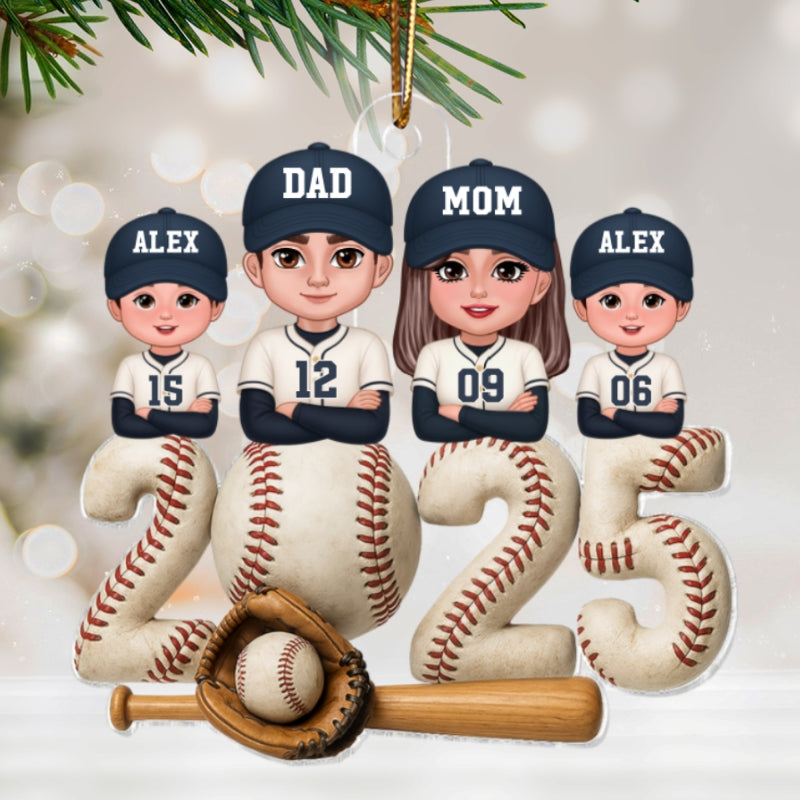 3D Effect Christmas Baseball Family Together We're A Team - Personalized Acrylic Ornament - Gift For Family