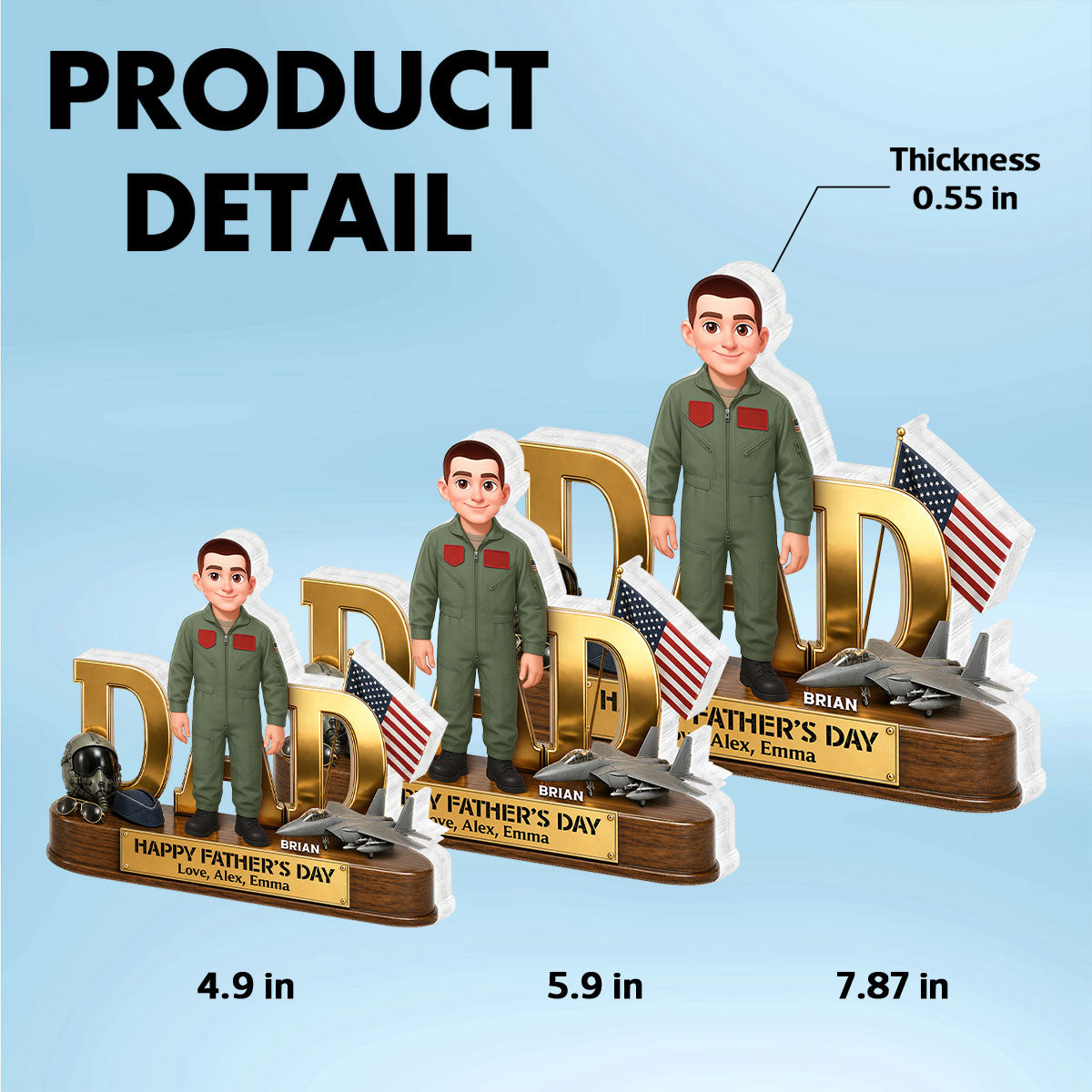 Proud American Air Force Dad You Are Our Hero - Personalized Acrylic Block Plaque - Father's Day Gift For Dad