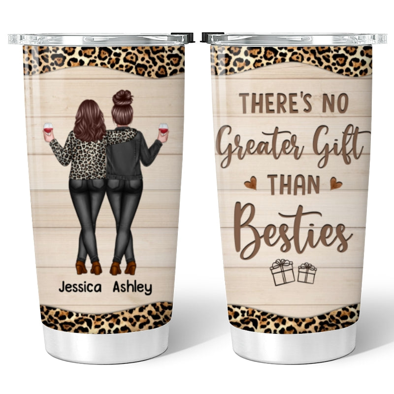 Back View Besties Gift For Best Friends Leopard Personalized Tumbler