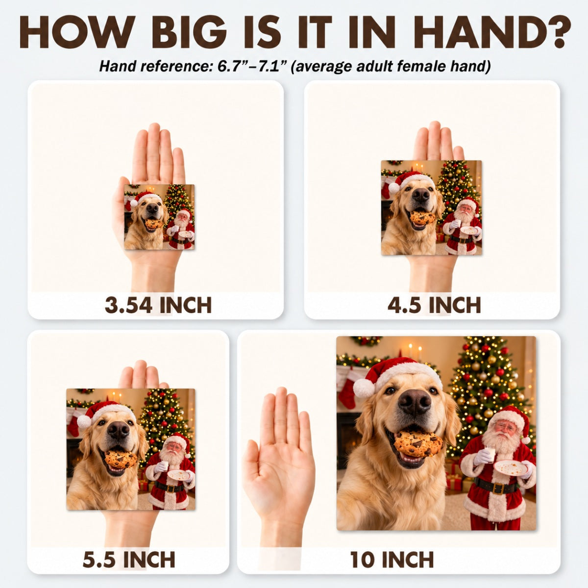 Dog Cat Steal Cookie From Santa Upload Pet Photo - Personalized Acrylic Fridge Magnet - Funny Christmas Gift For Dog Lovers, Cat Lovers, Pet Lovers
