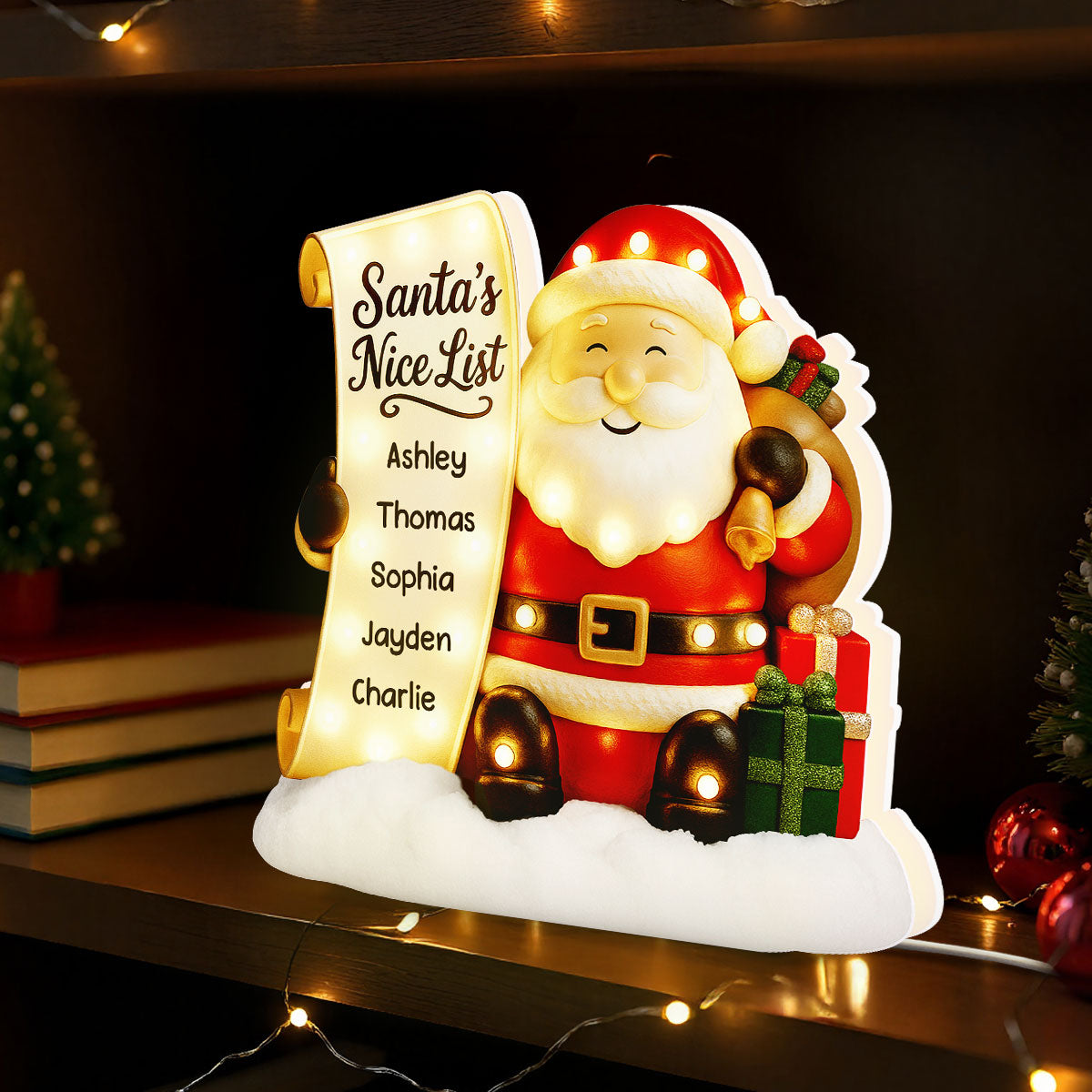 Santa's Nice List Kids' Names Family Christmas Decor - Personalized LED Light Box -Christmas Gift For Grandma, Grandpa, Family