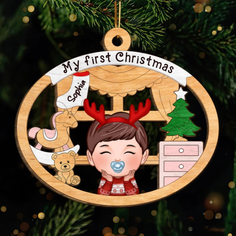 Baby Girl or Boy Baby's First Christmas Personalized Wooden Ornament