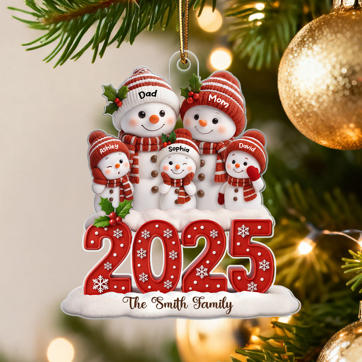 Family Snowman 2025 Togetherness - Personalized Acrylic Ornament - Christmas Gift for Husband, Wife, Christmas Decor