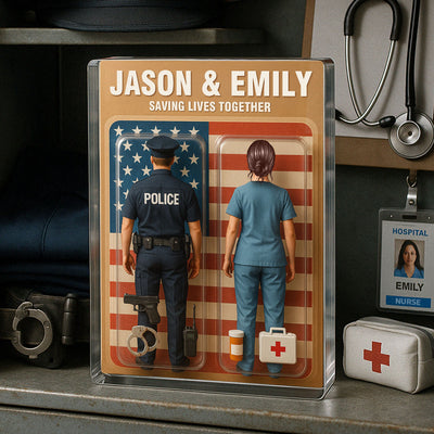 You & Me We Got This Police & Nurse Couple Realistic Figures Style Personalized Acrylic Block Plaque
